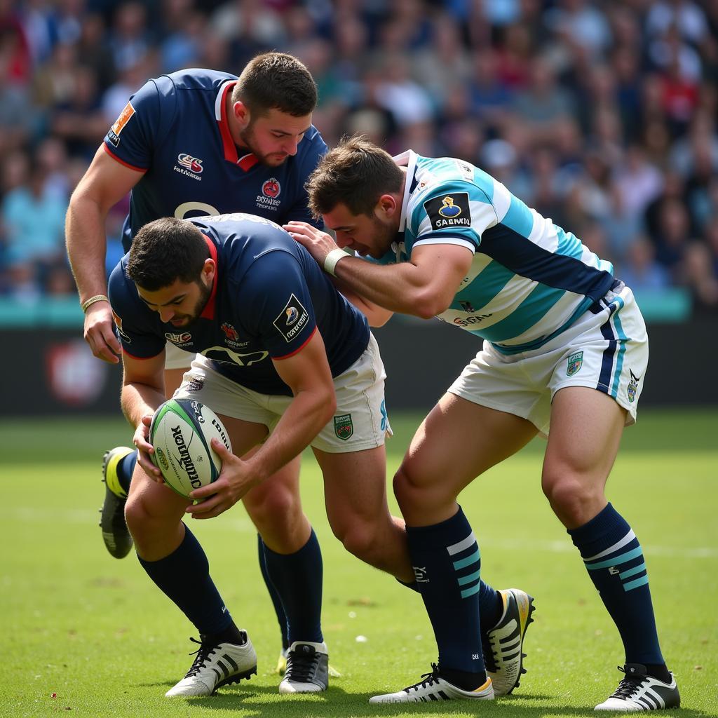 Football Players Showing Fair Play After a Tackle