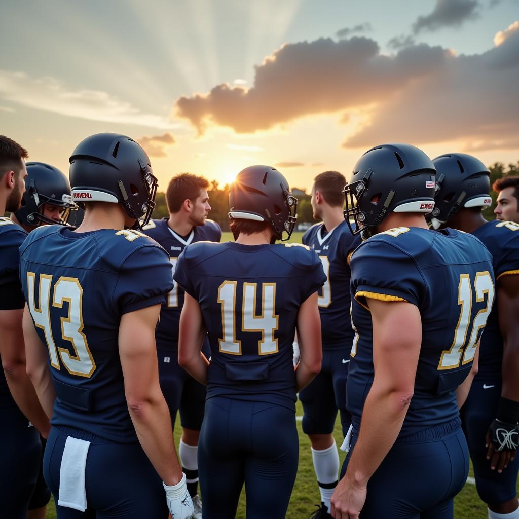 Football players praying