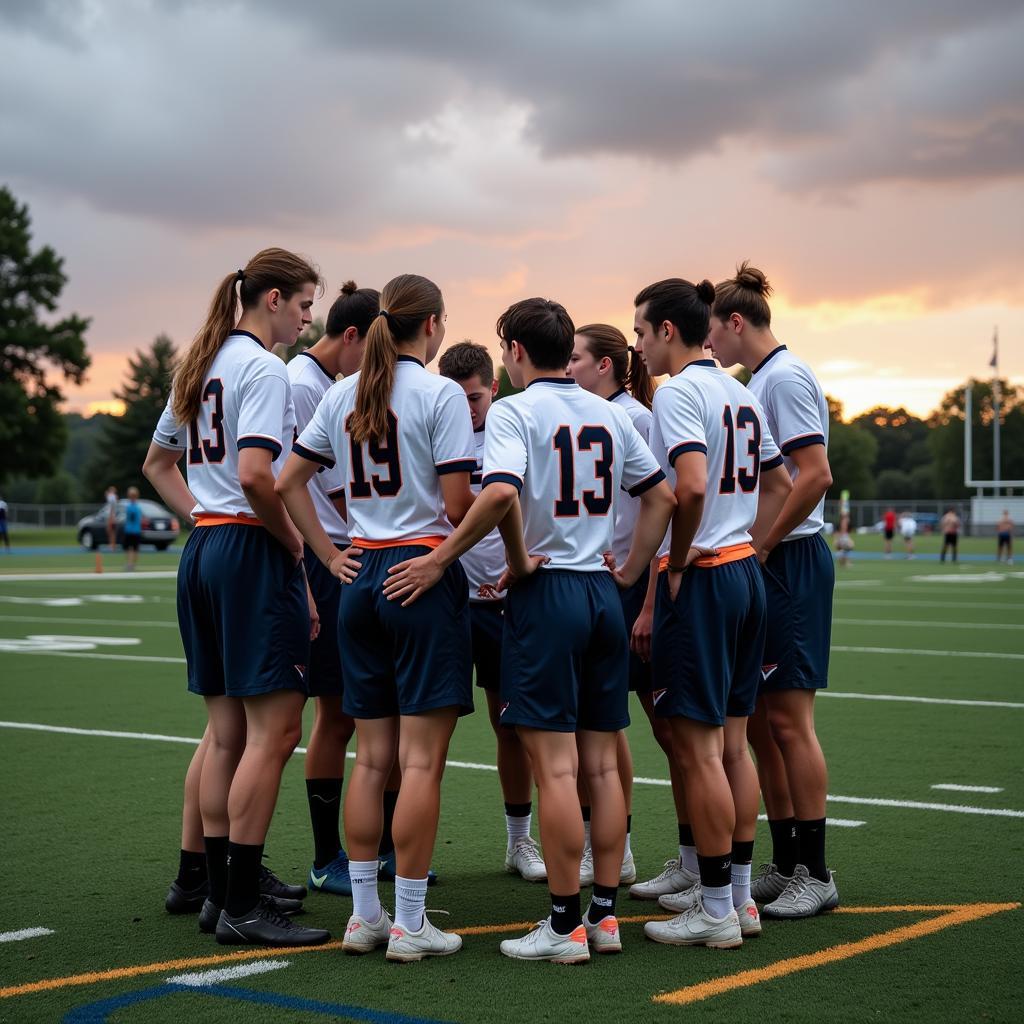 Football team in a huddle