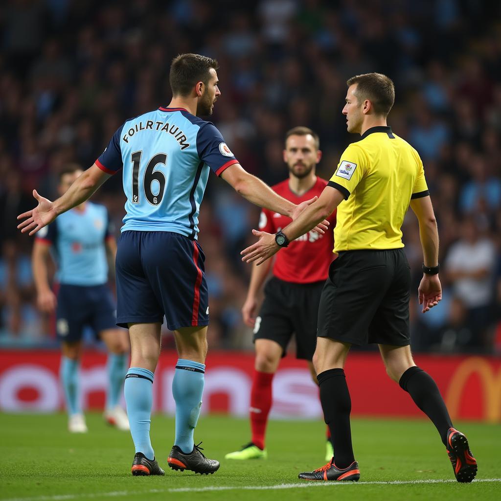 Footballer Arguing With Referee