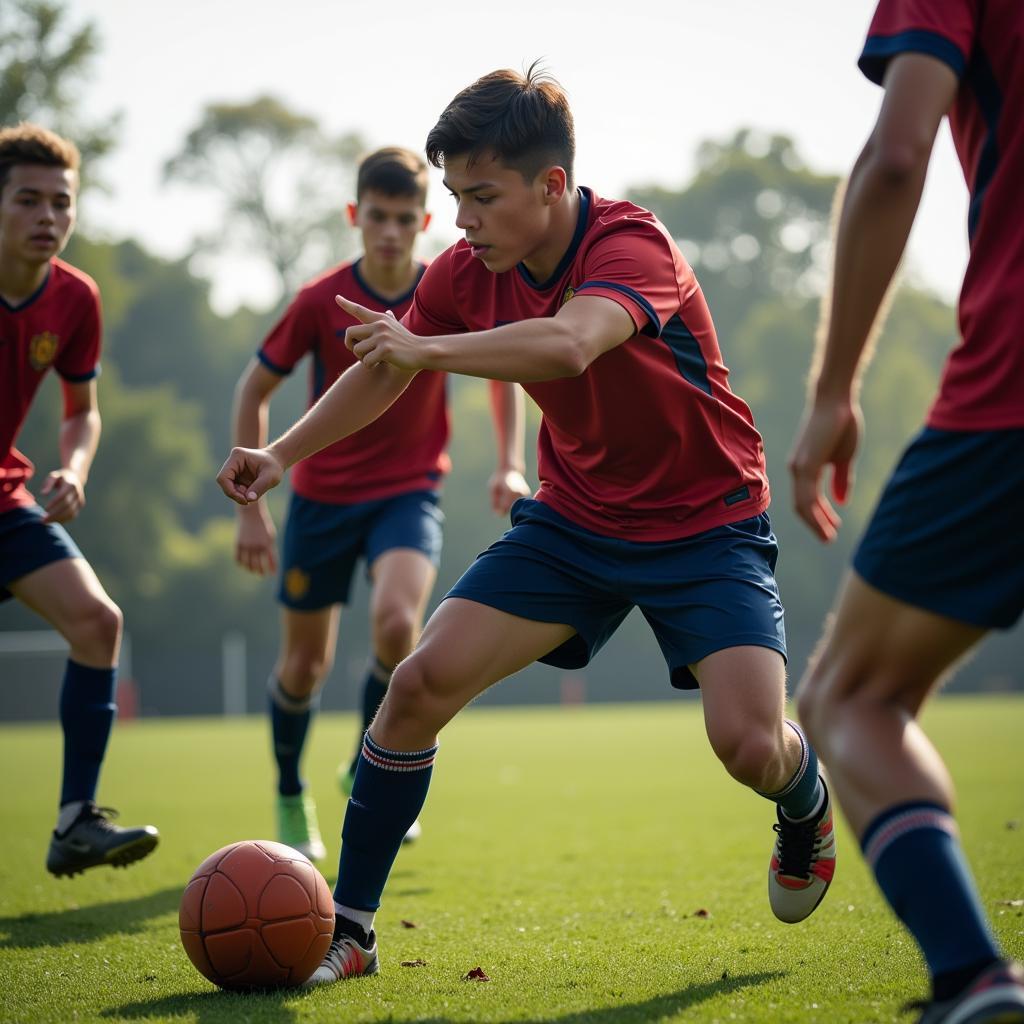 Youth football training session