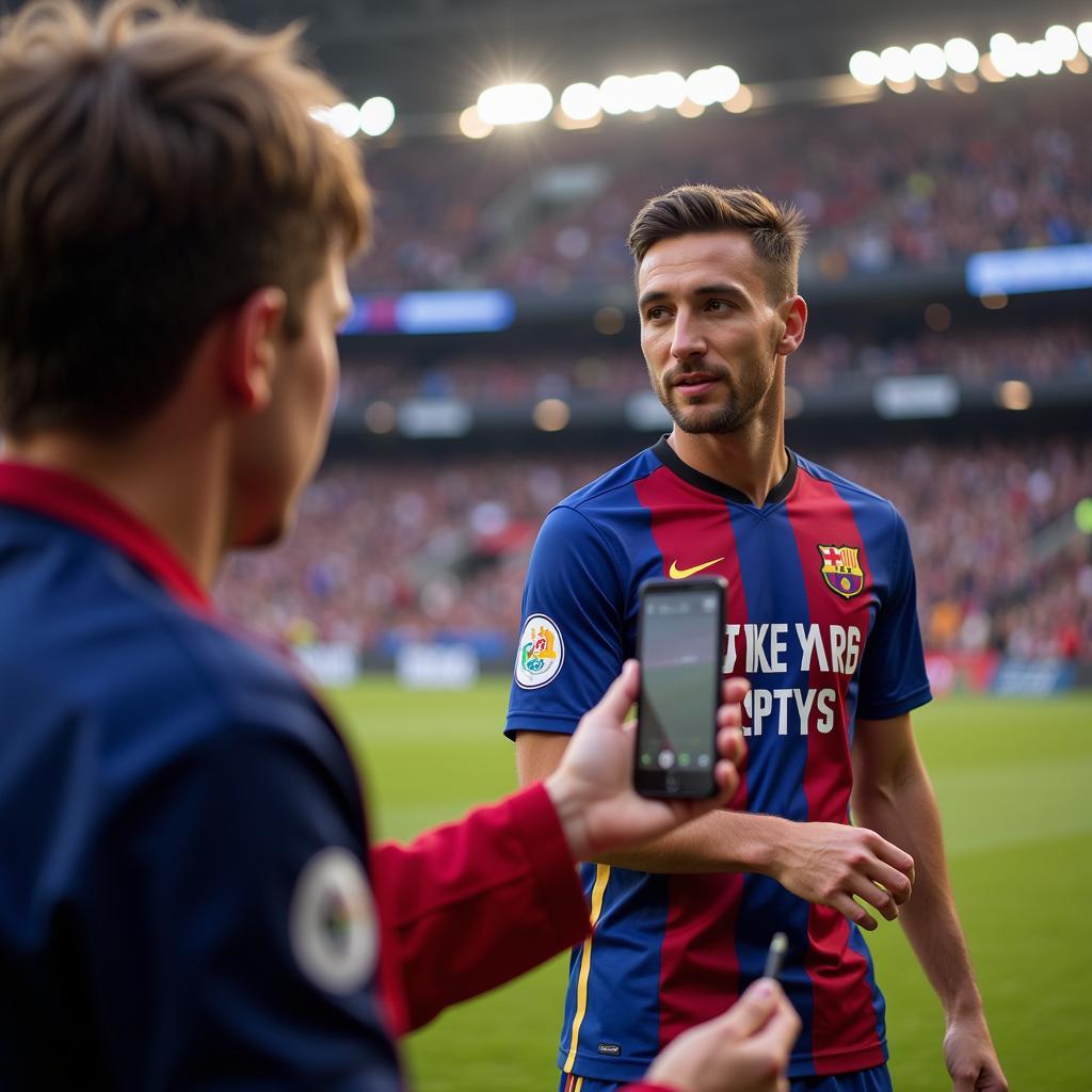 Footballer actively interacting with fans on the Bimobo platform