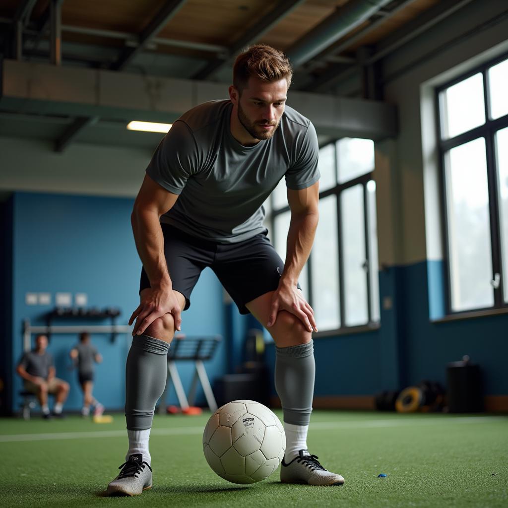 Footballer enjoying a light workout