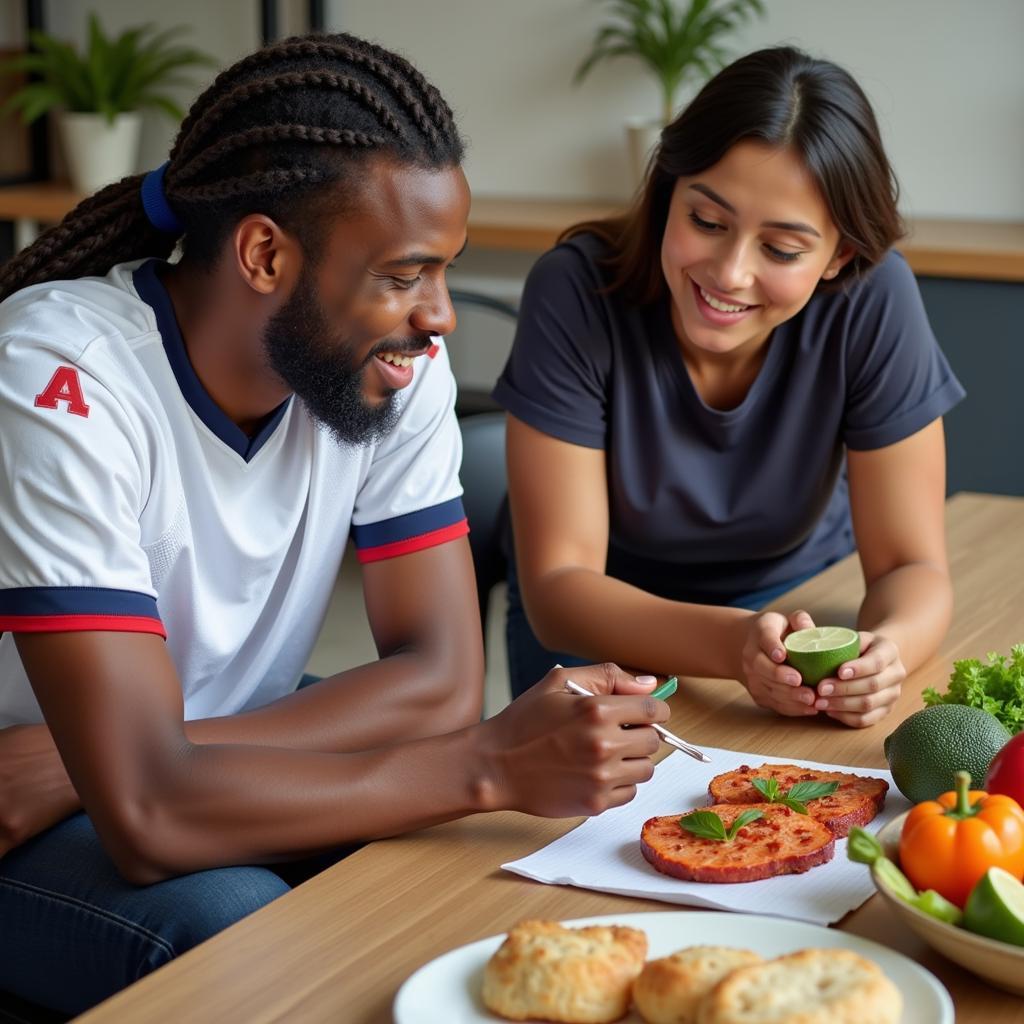 Footballer following a personalized nutrition plan