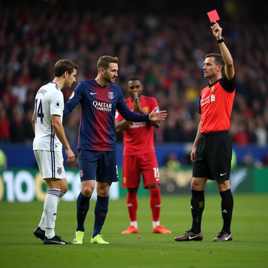 Footballer Receiving Red Card