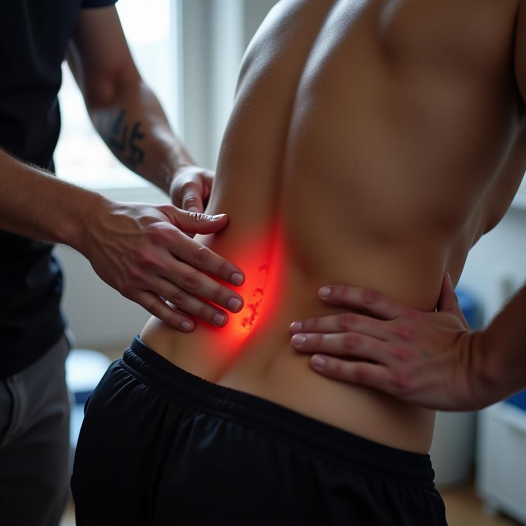 Footballer Receiving Physiotherapy Treatment