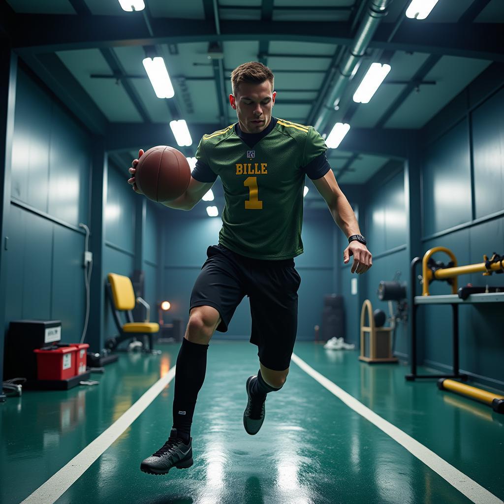 A Footballer Undergoing Intense Superhero Training