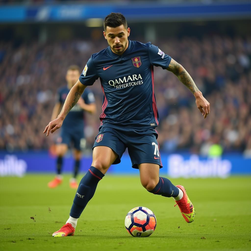 Footballer preparing for a powerful shot