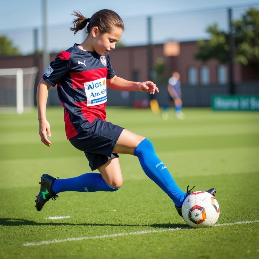 Footballer with Taped Ankle in Action