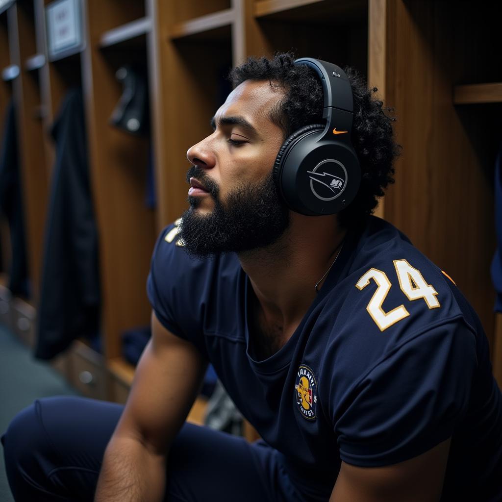 Footballer visualizing success before a match