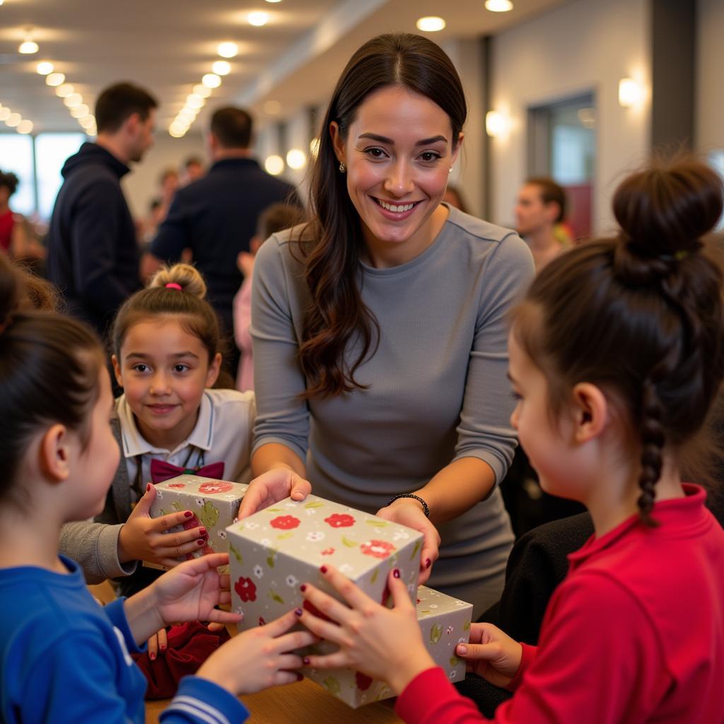 A footballer's wife participating in a charity event