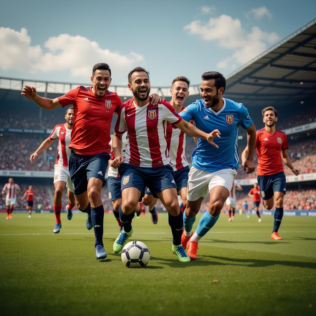 Foreign Players Celebrating a Goal