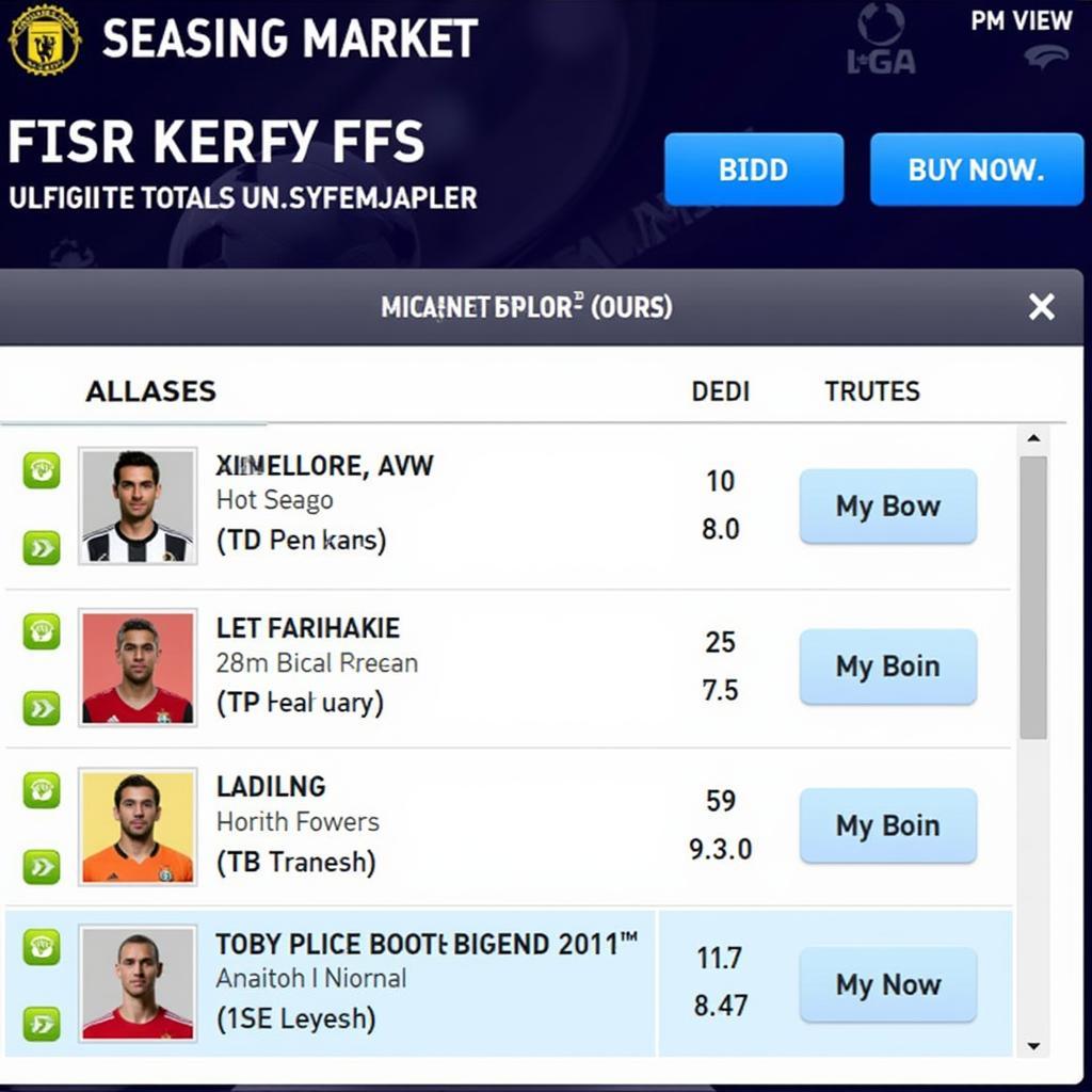 FIFA 23 Ultimate Team Transfer Market Interface