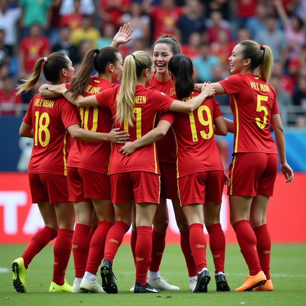 Vietnamese Women's Football Team Celebrating