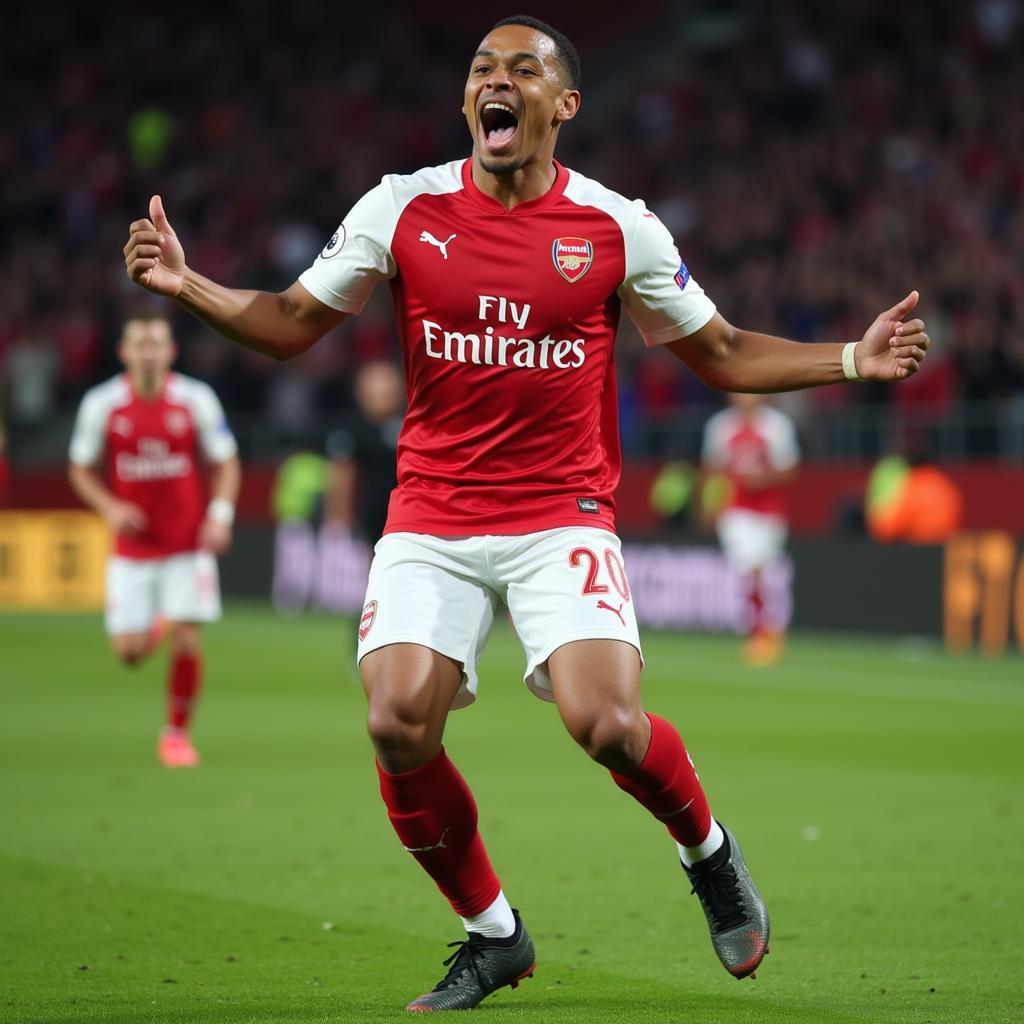 Gabriel Jesus celebrates a goal for Arsenal