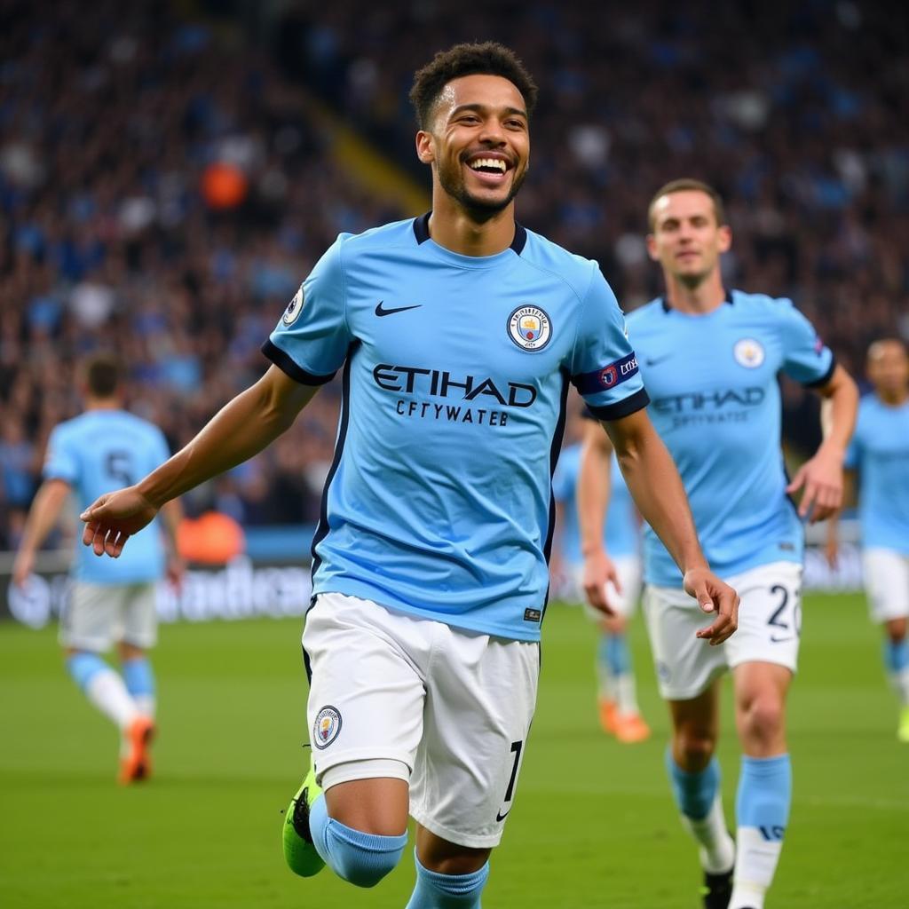 Gabriel Jesus celebrates a goal for Manchester City