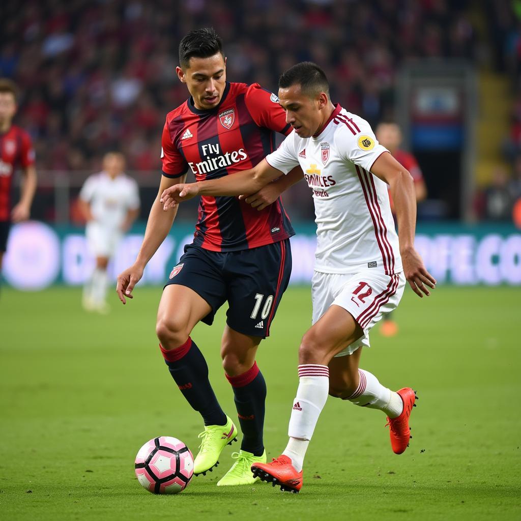 Gabriel Martinelli dribbles past an opponent.