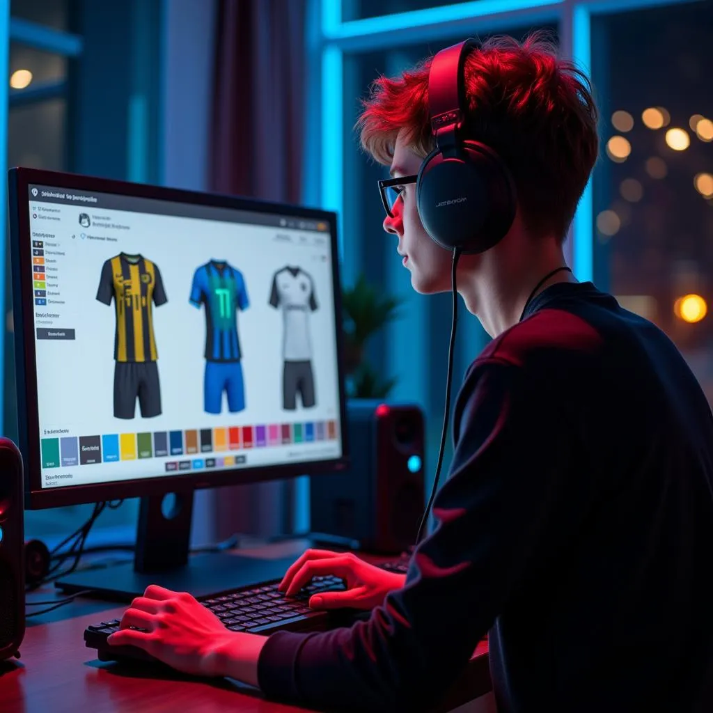 Gamer Selecting Jersey Colors