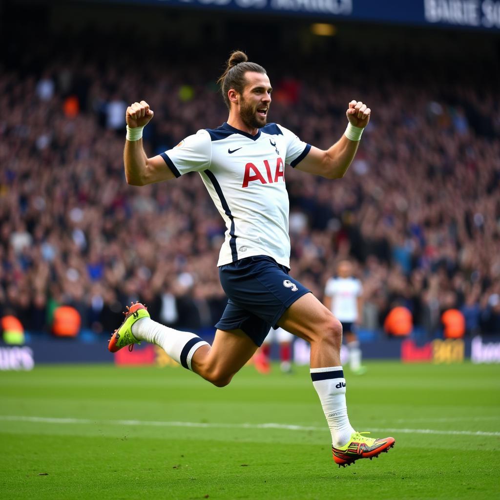 Gareth Bale celebrating a goal for Tottenham Hotspur.