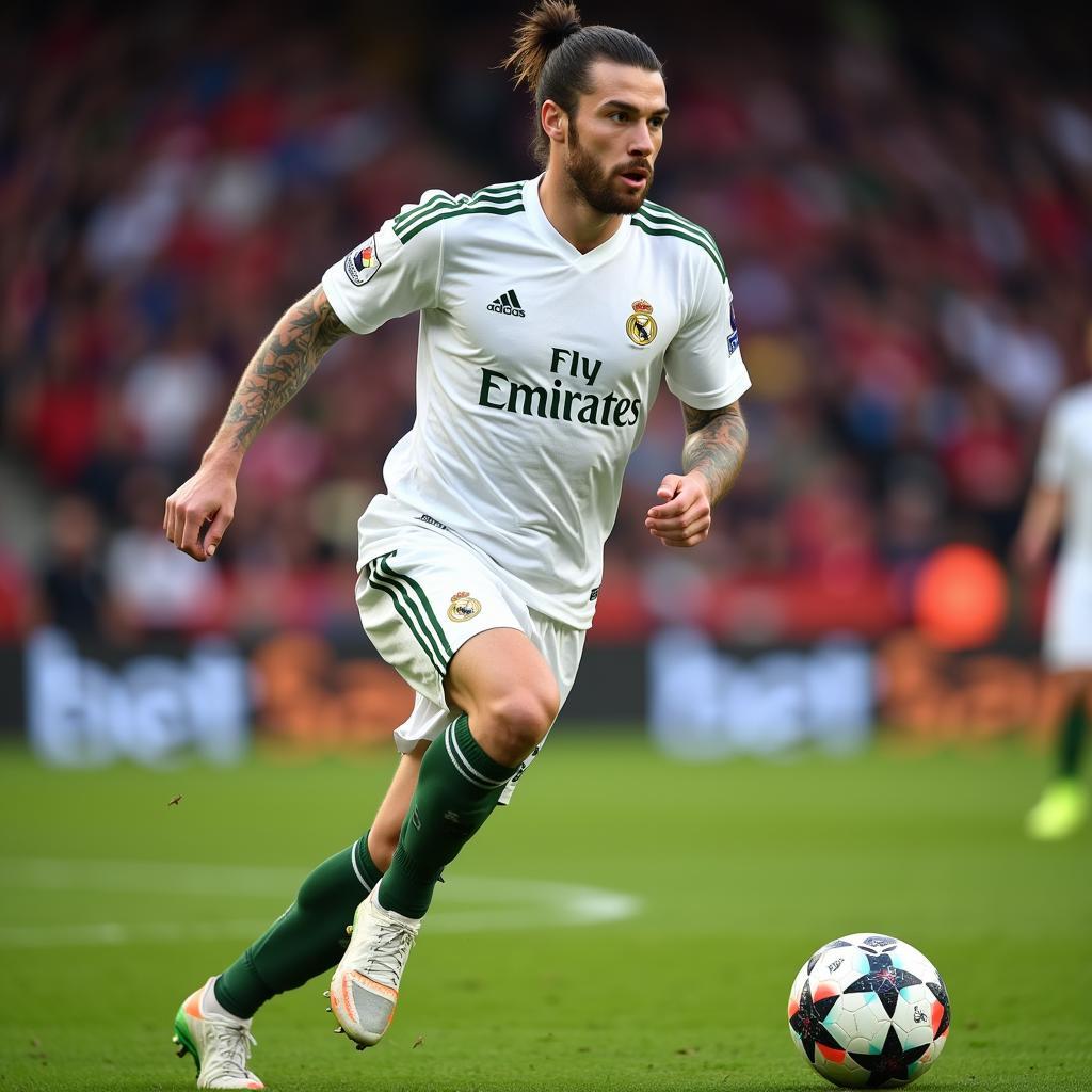 Gareth Bale sprinting with the ball