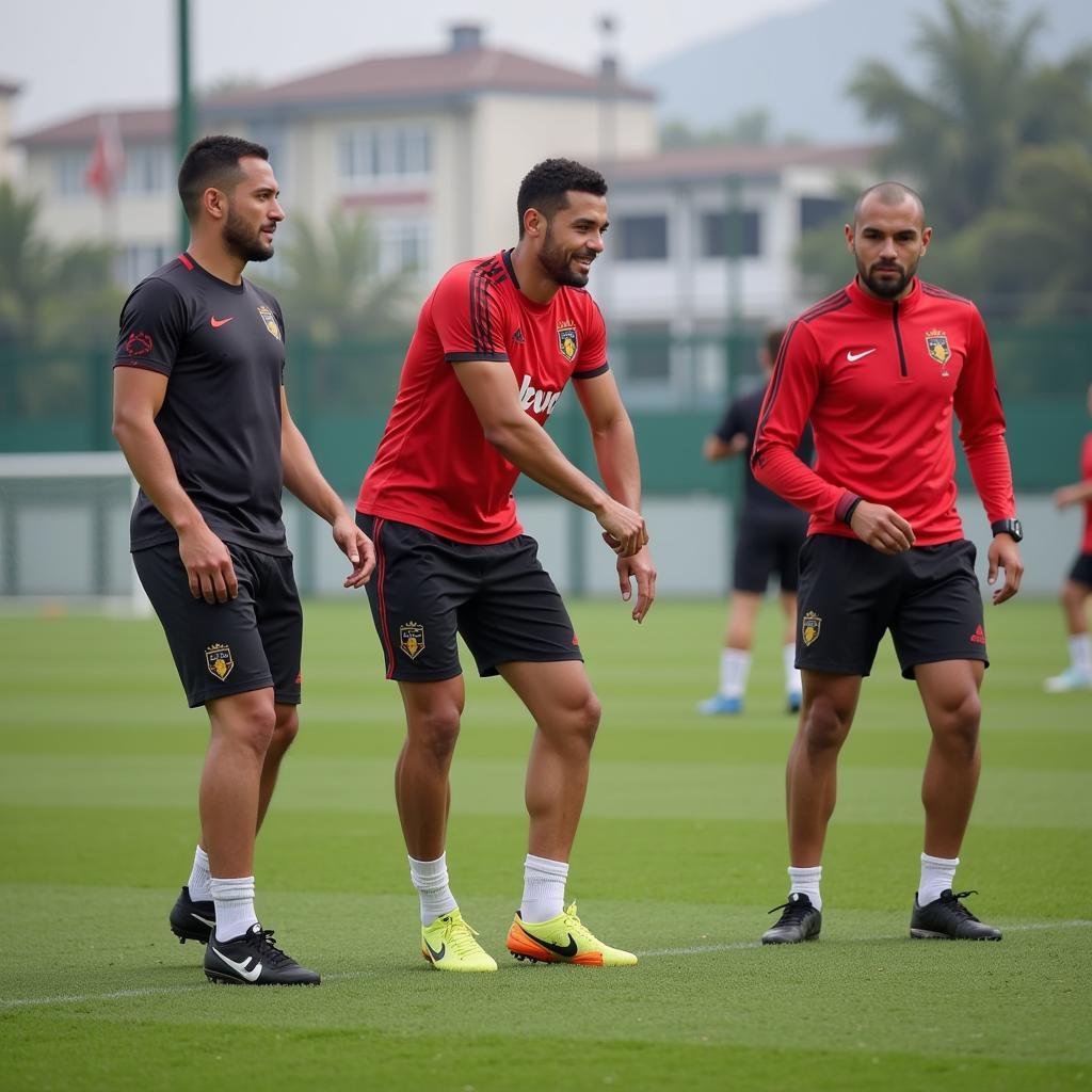 Gaston Merlo training with SHB Da Nang teammates