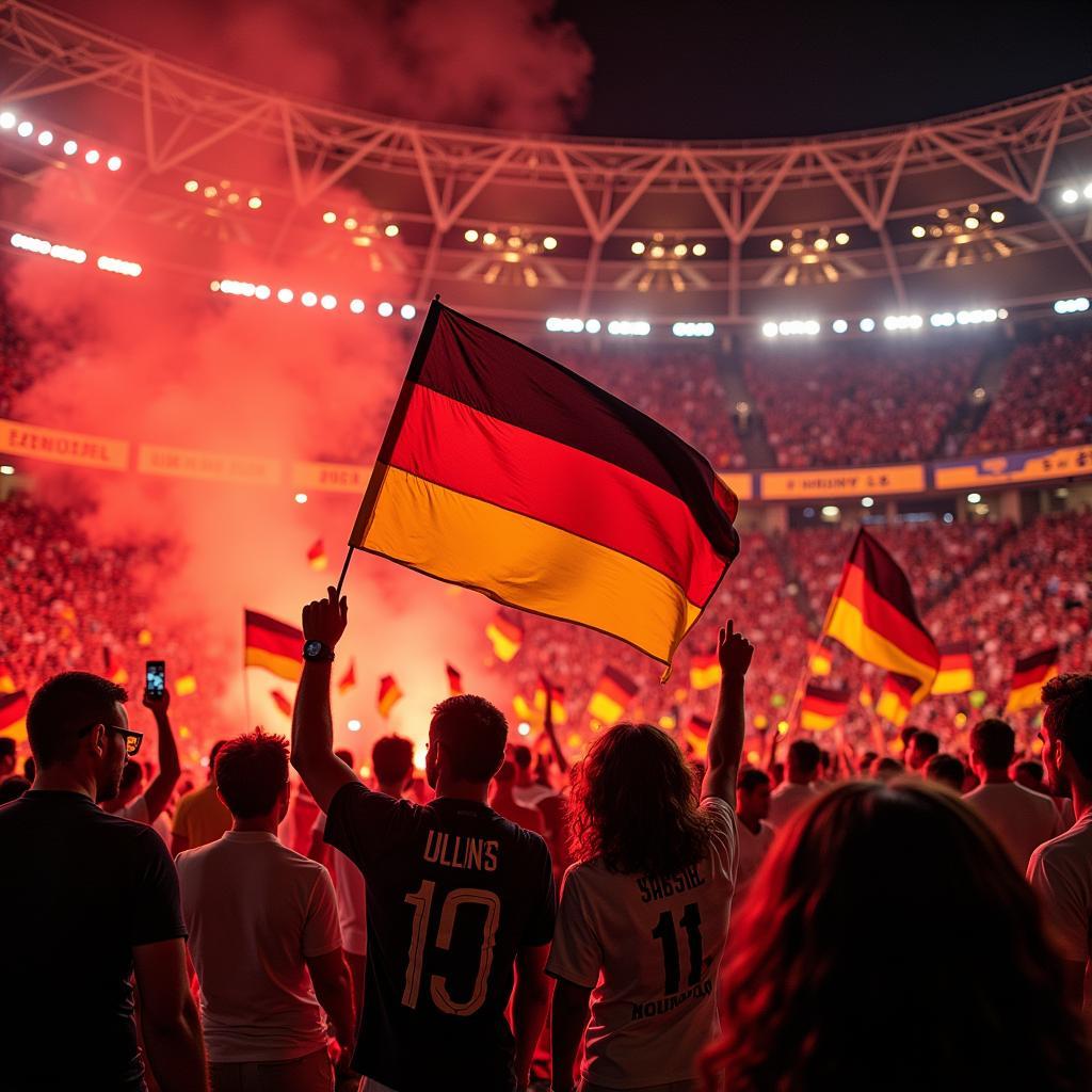 German national team fans cheering in the stands