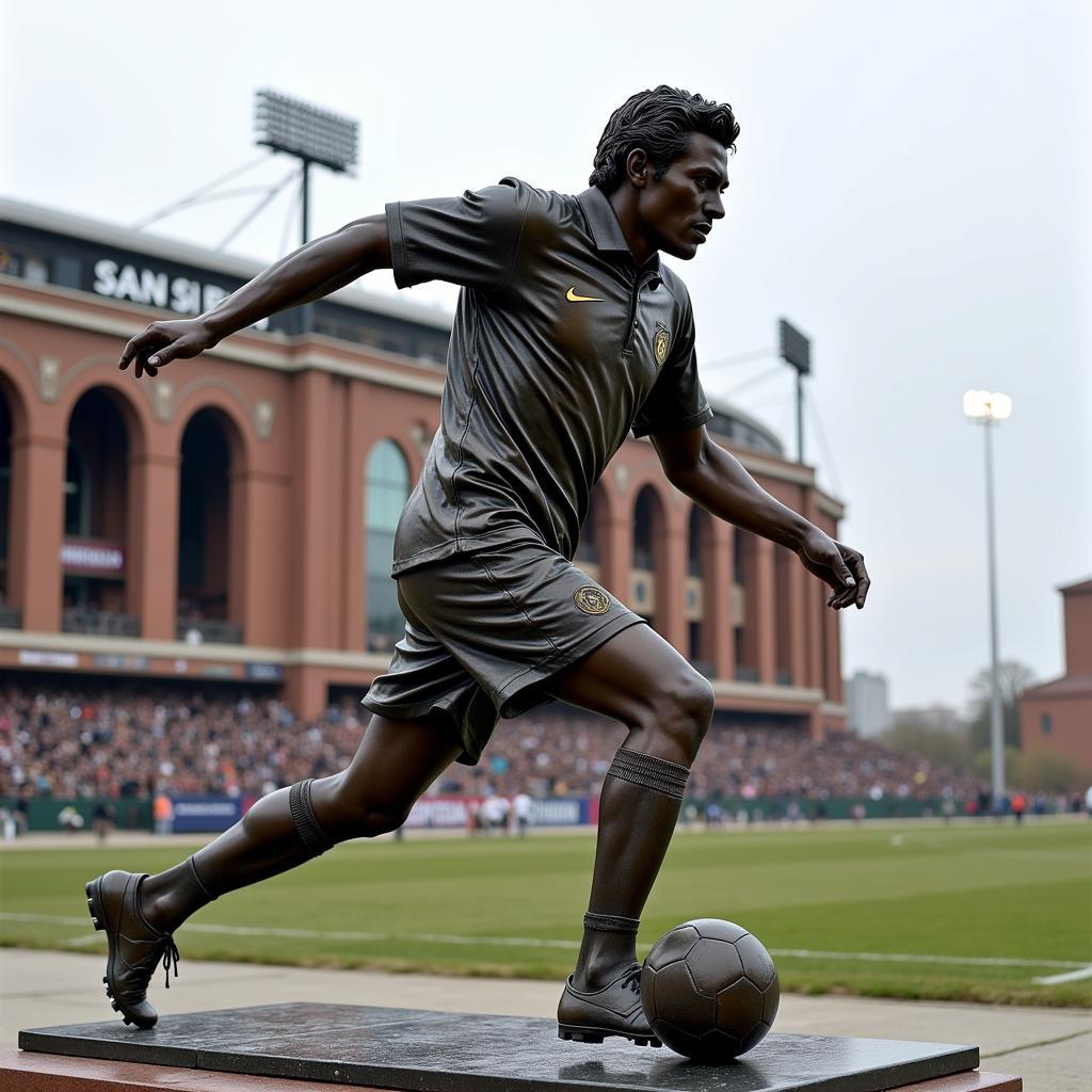 Giuseppe Meazza statue outside the San Siro Stadium