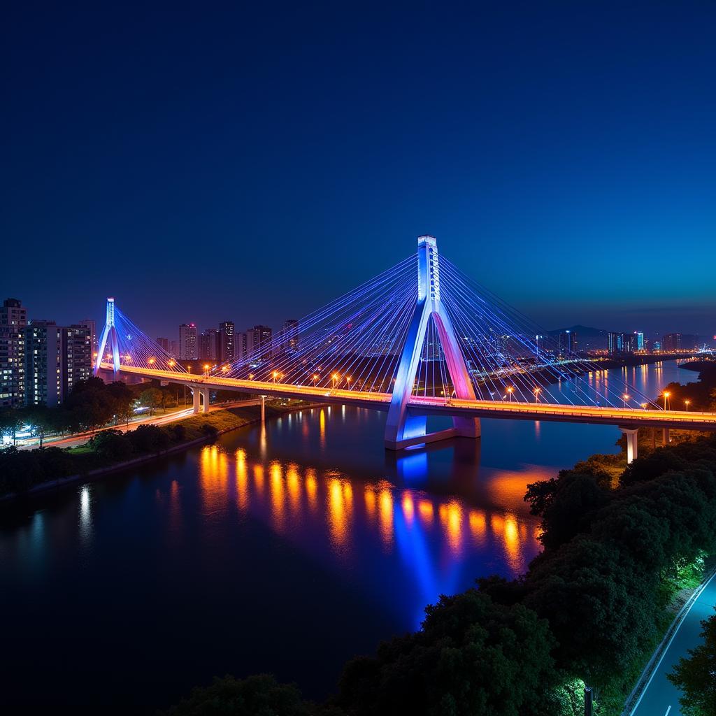 Go Dua Overpass Illuminated at Night