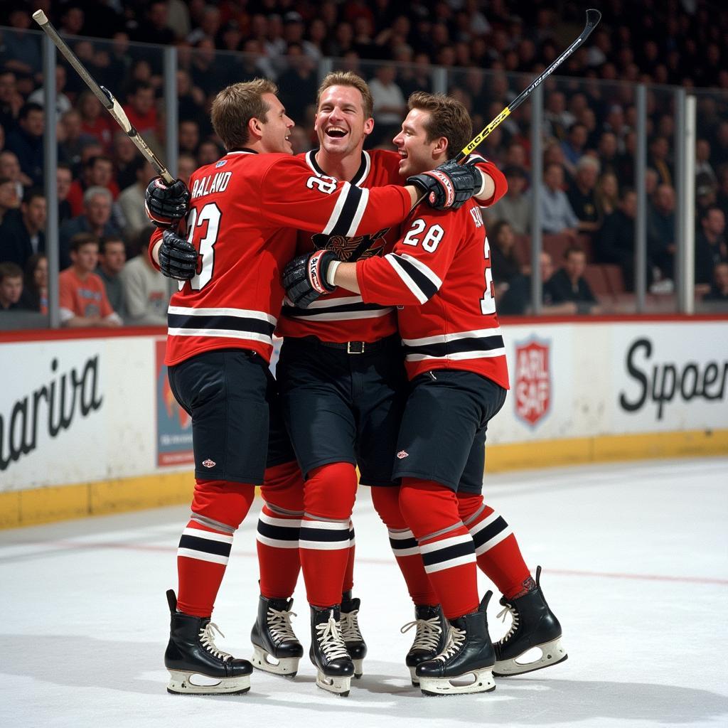 Erling Haaland celebrating a goal with teammates