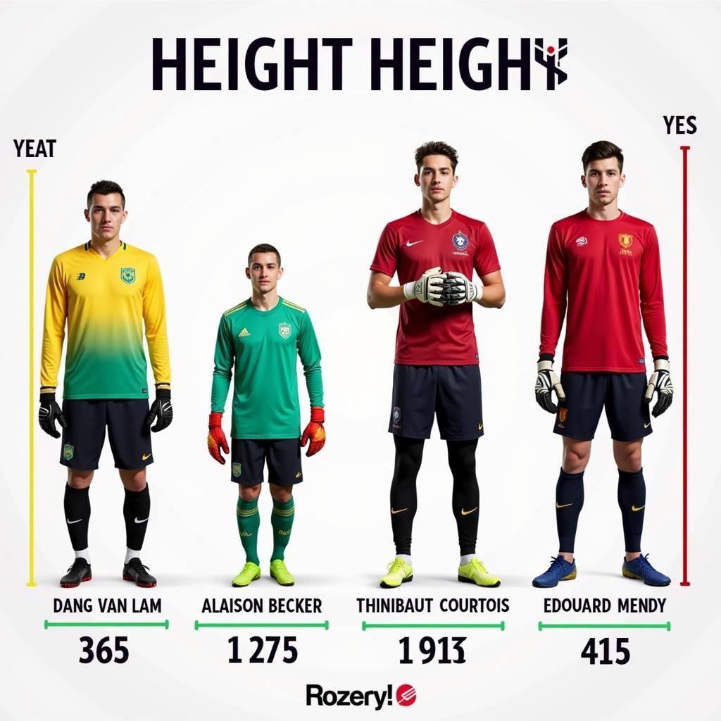 Height comparison chart of famous goalkeepers.