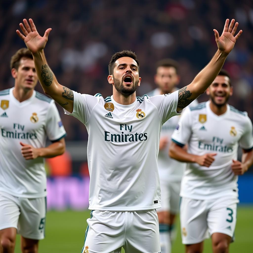 Gonzalo Higuain Celebrating a Goal for Real Madrid