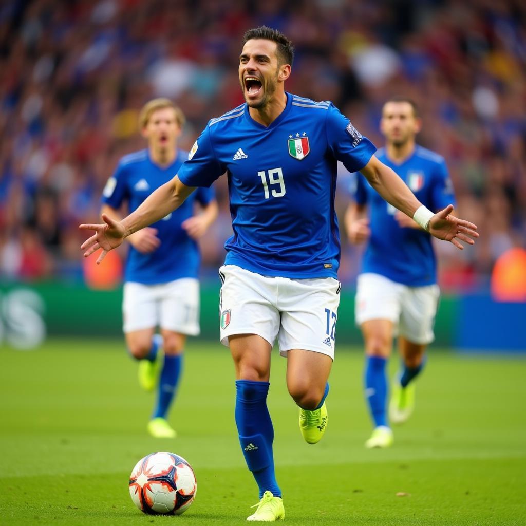 Graziano Pellè celebrating a goal for Italy