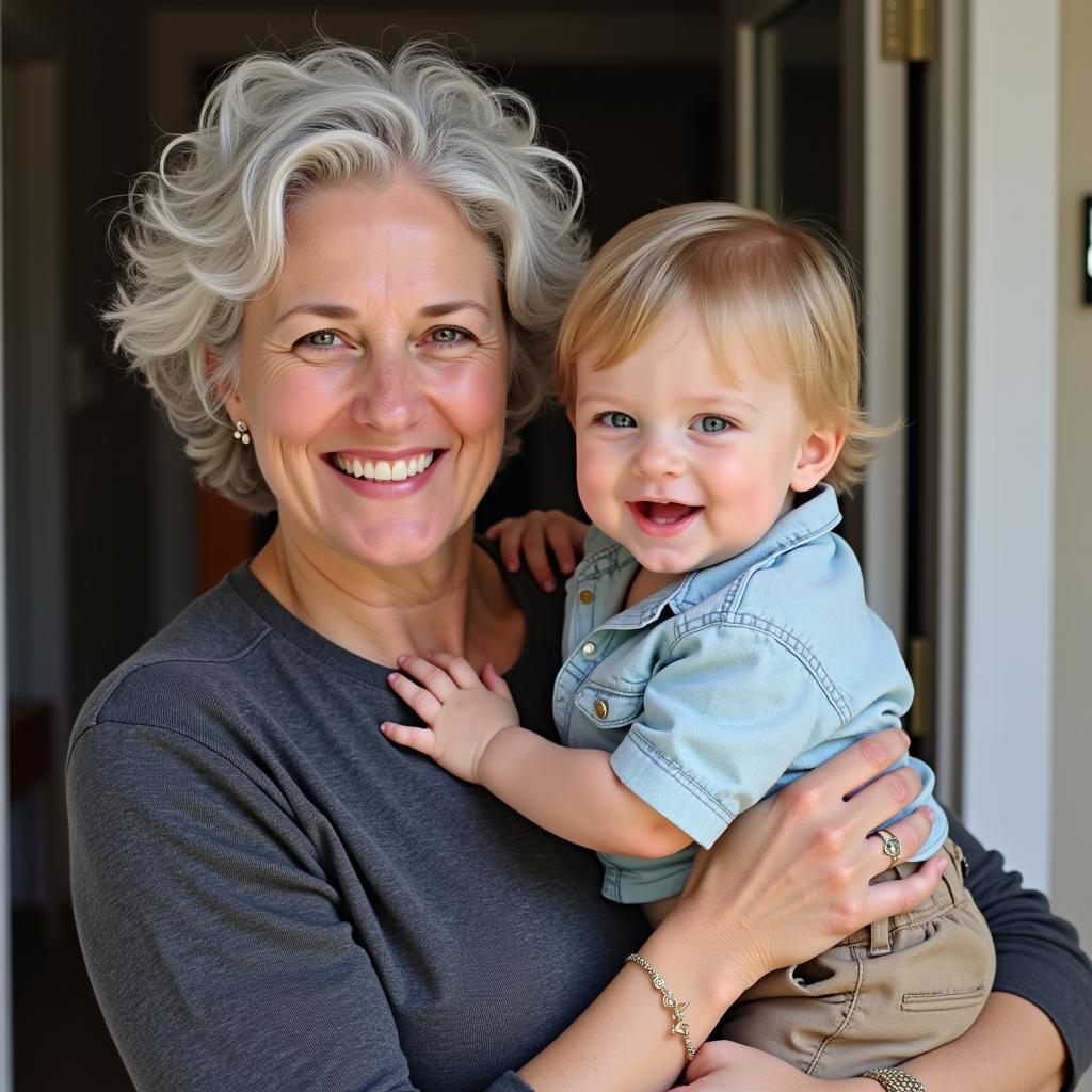 Gry Marita Braut with a young Erling Haaland