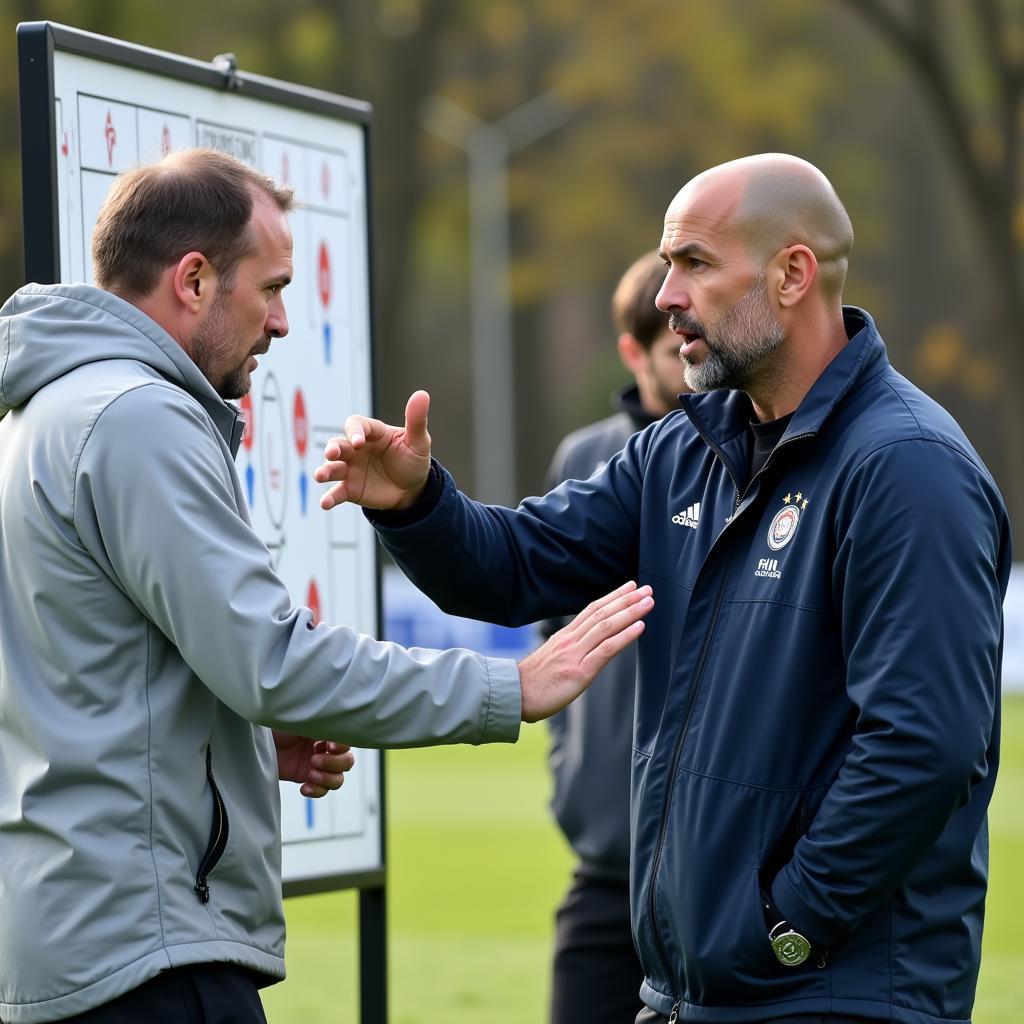 Pep Guardiola Discussing Tactics with Erling Haaland