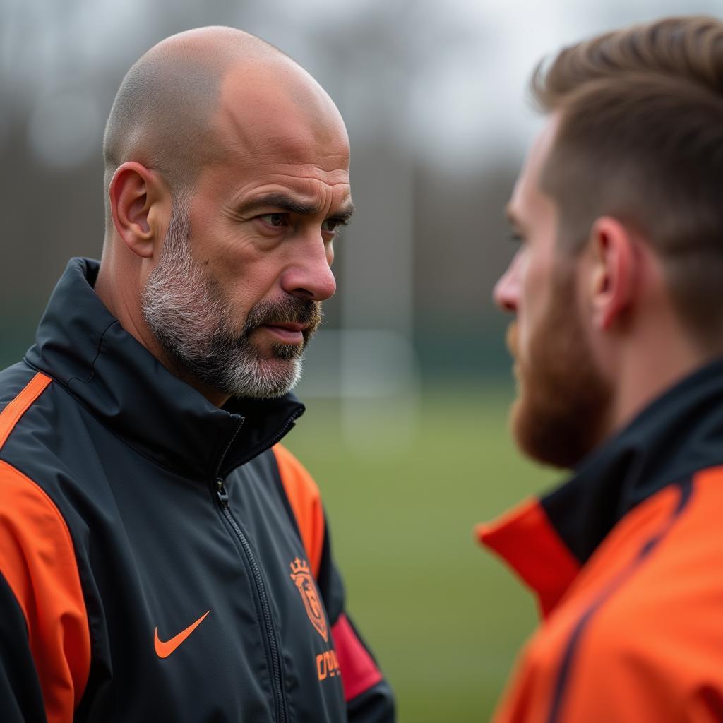 Guardiola and Haaland in training