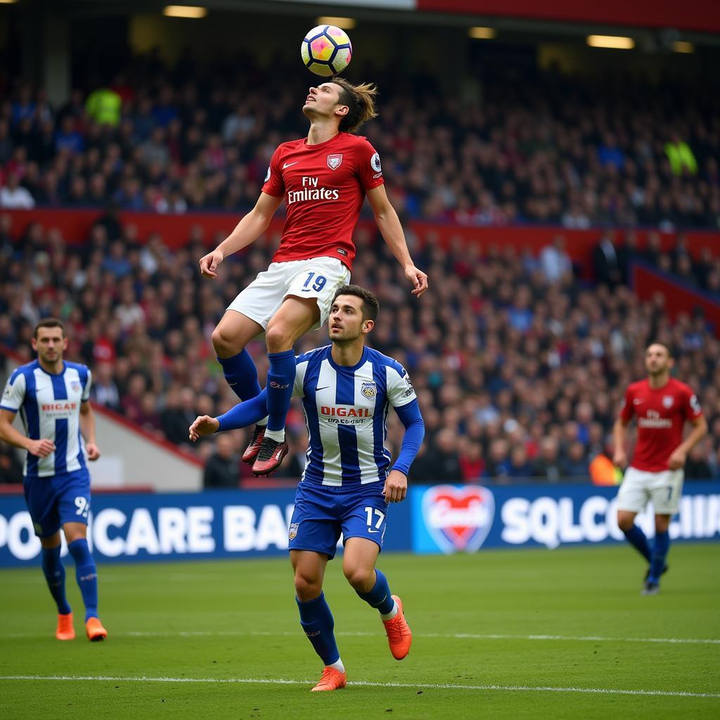 Haaland winning an aerial duel against Brighton