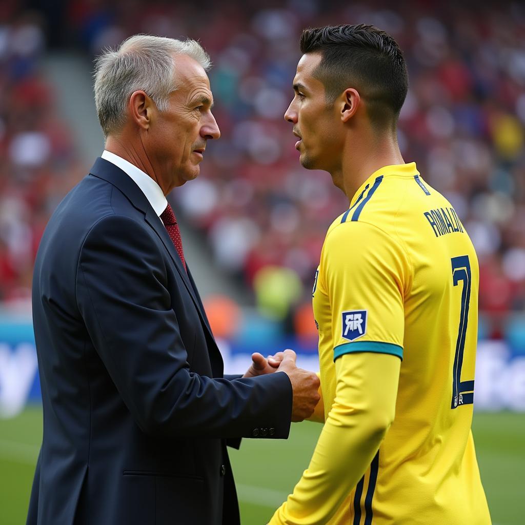 Haaland and Ronaldo shaking hands