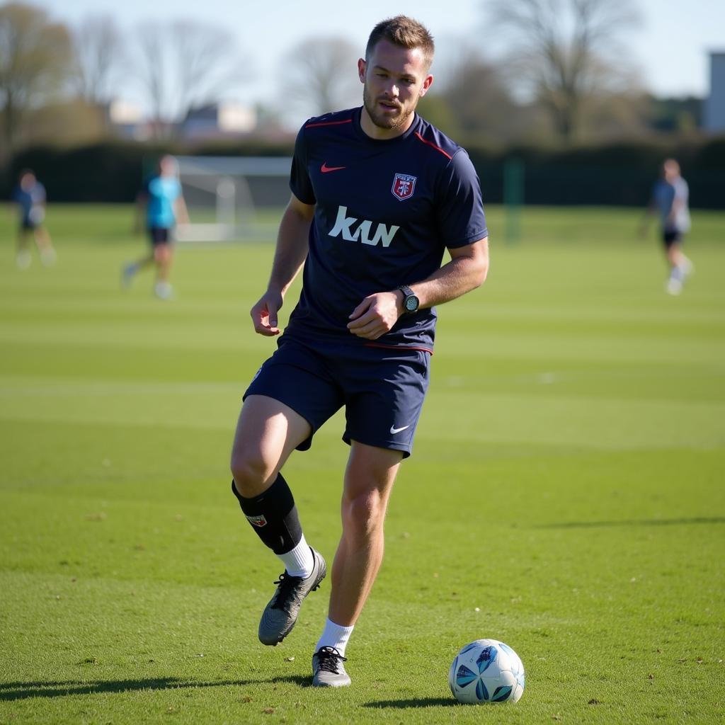 Haaland Wearing Ankle Support During Training