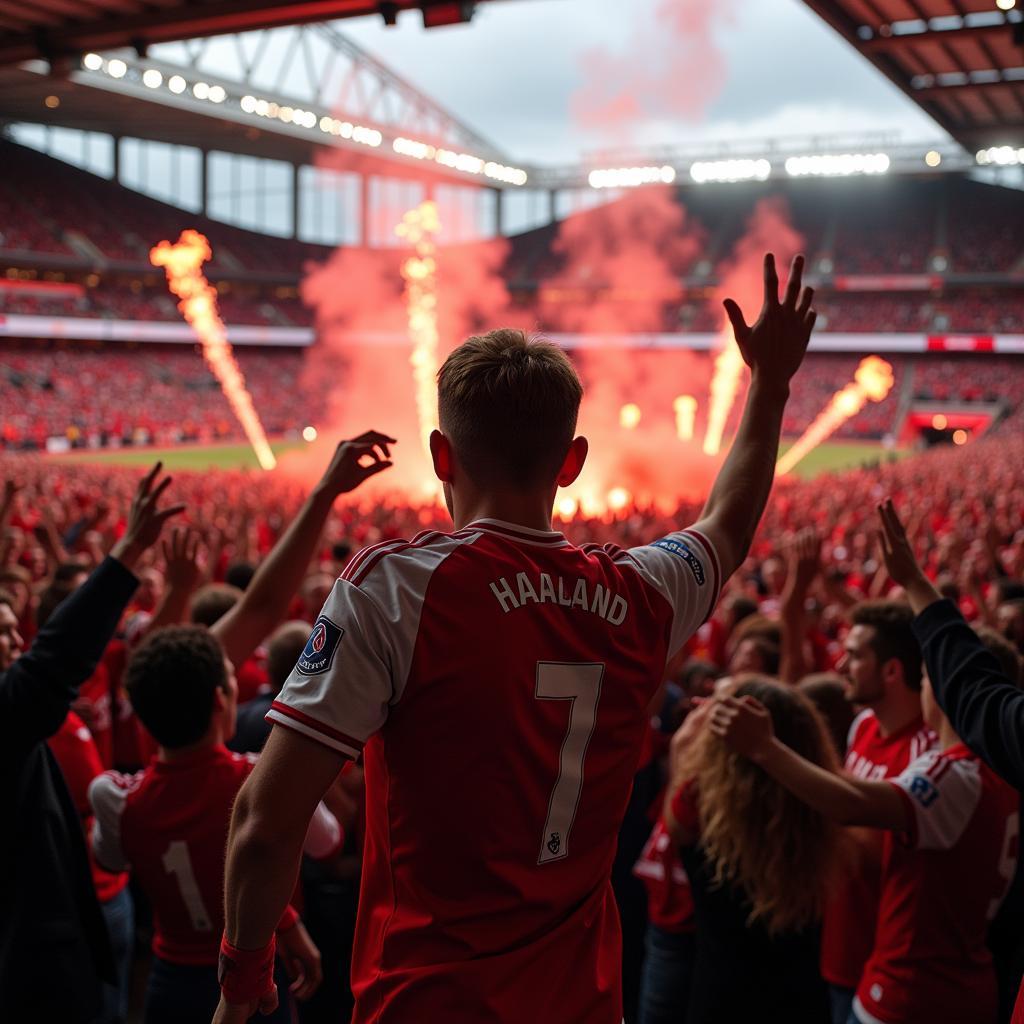 Haaland greeted by Arsenal fans