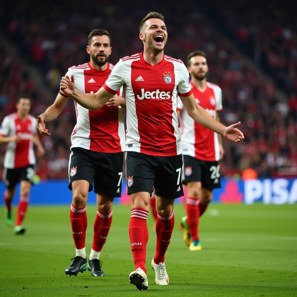 Erling Haaland celebrates scoring a goal after returning from injury