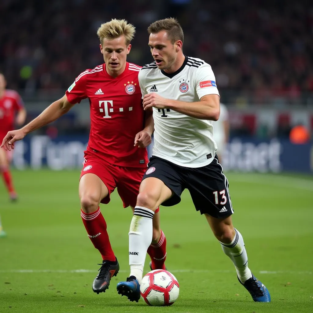 Haaland in a tense duel with a Bayern defender