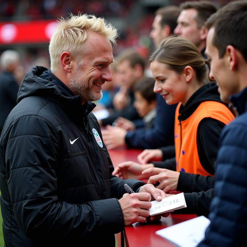 Haaland greeting fans in Berlin