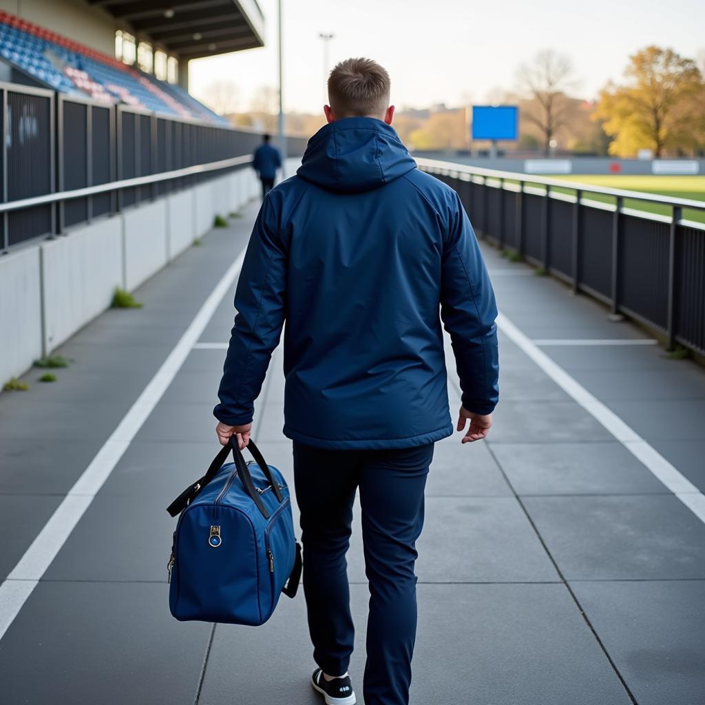 Erling Haaland carrying his blue bag on match day