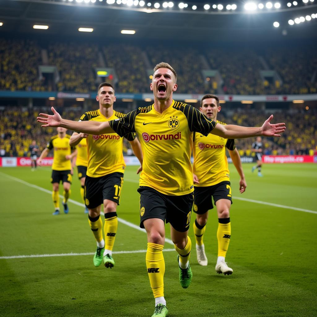 Haaland celebrates a goal for Borussia Dortmund