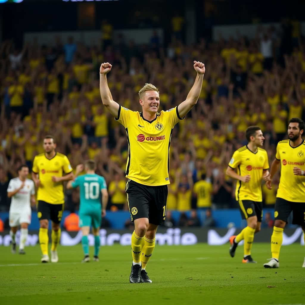 Erling Haaland scoring for Borussia Dortmund