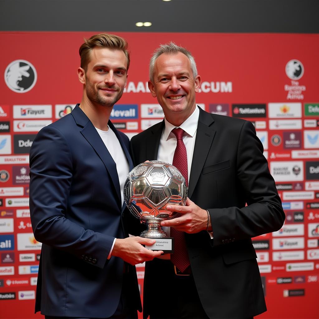 Erling Haaland receiving the Bundesliga Player of the Year award