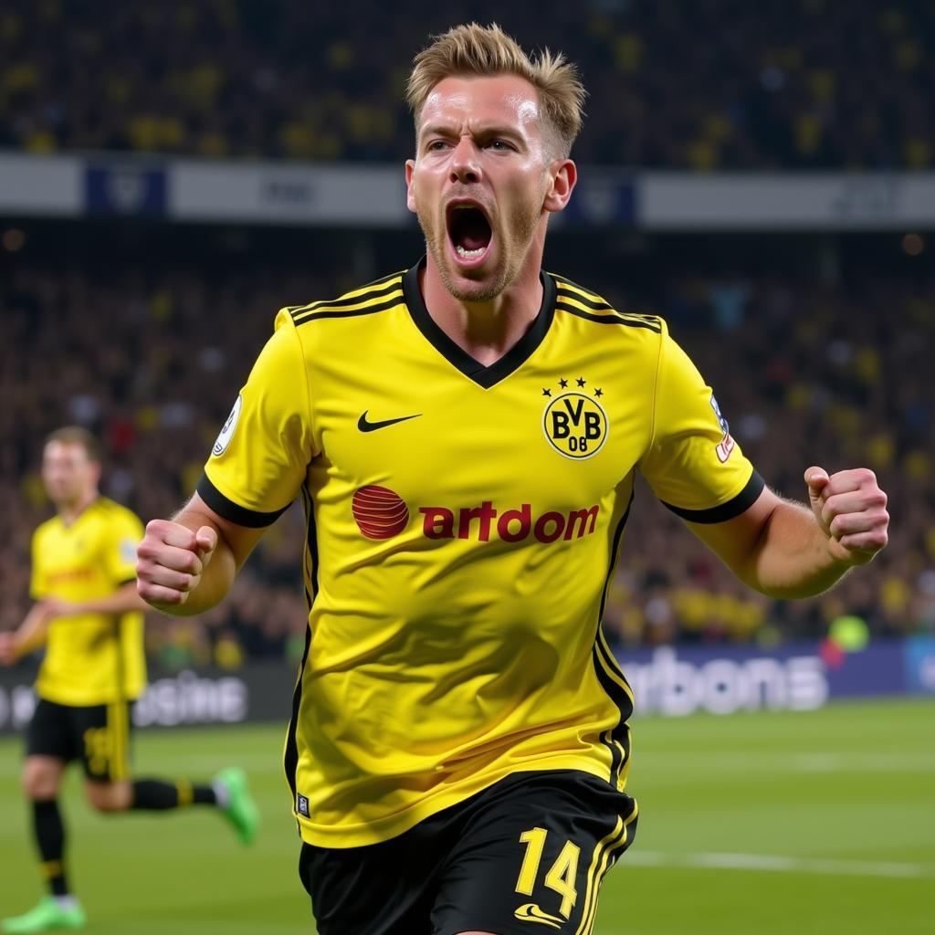 Haaland celebrates a goal for Borussia Dortmund