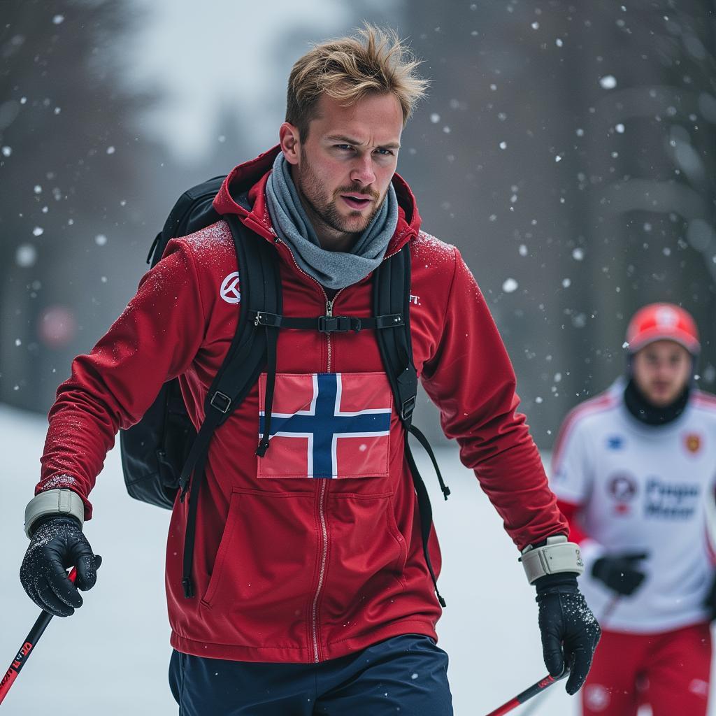 Haaland captaining the Norwegian team