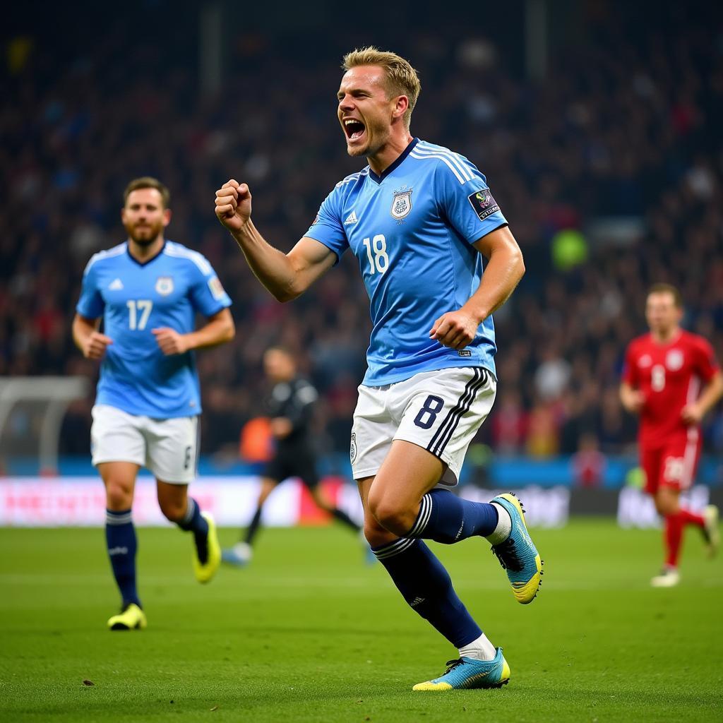 Erling Haaland celebrating after scoring a goal