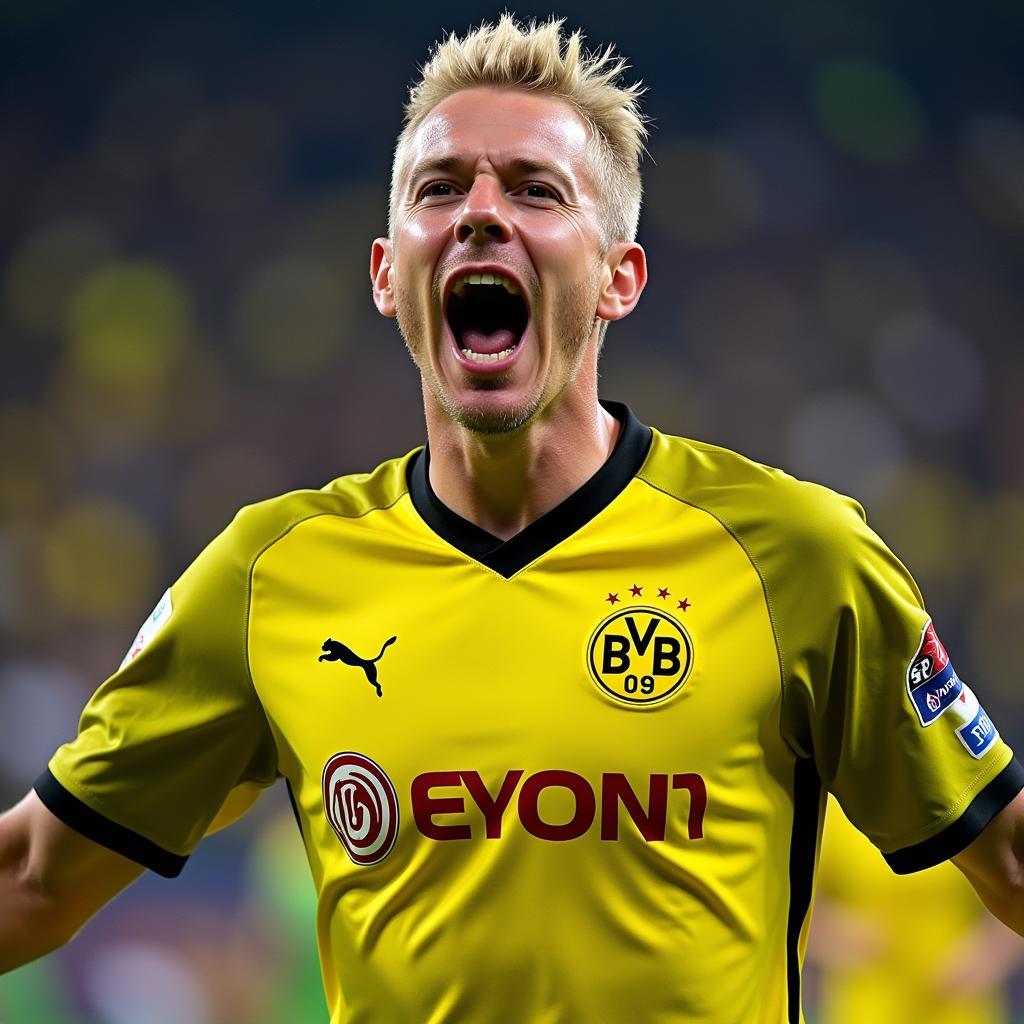 Erling Haaland celebrating a goal for Borussia Dortmund